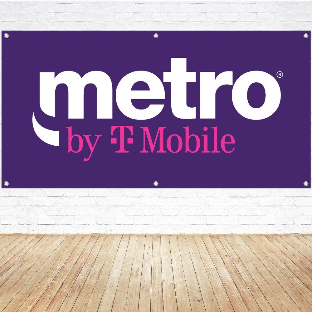 METRO by T-Mobile Vinyl Banner 3ft. Sign Cell Phone Vendor Store Shop Mall Kiosk